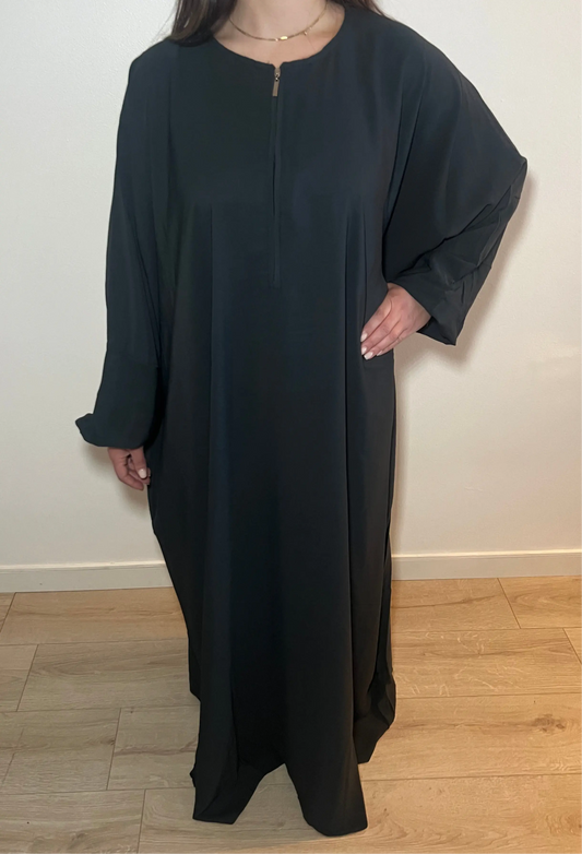 Abaya Zip Noir - Sofia- Eclats de Noor