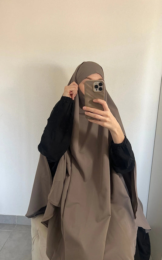 Khimar à fente -Soie de médine Taupe