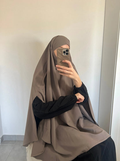 Khimar à fente -Soie de médine Taupe